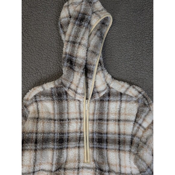 Aeropostale Women's Top Jacket Hooded Medium 1/4 Zip Fleece Fuzzy Crop Pullover - Picture 4 of 13